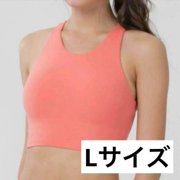 タグ付き L ブラトップ パット付 ヨガ ピラティス ジム コーラルレッド スポーツブラ ヨガウェア ノンワイヤー トップス