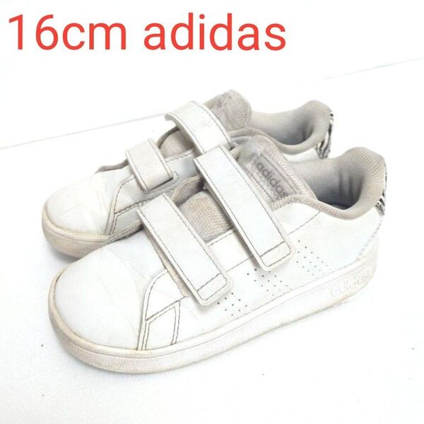 スニーカー 靴 子供 16cm キッズ シューズ 男の子 アディダス ホワイト adidas ベルクロ