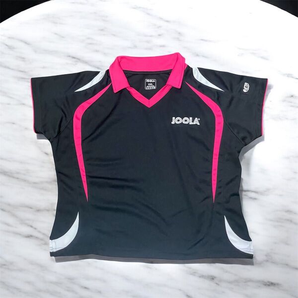 JOOLA ヨーラ XXL レディース 卓球ユニフォーム ブラック×ピンク 卓球 ゲームシャツ JTTA 半袖
