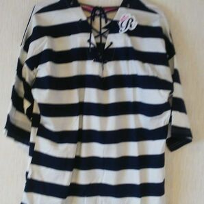 ボーダー 五分袖 Tシャツ Miss R