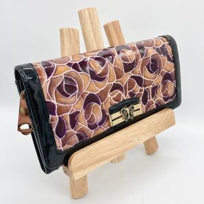 ANNA SUI エナメル 長財布 ローズ バラ柄 ステンドグラス ウォレット 二つ折り