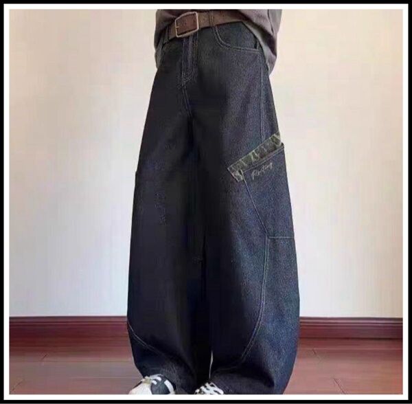 デニム ワイドパンツ カーゴパンツ ビッグシルエット 【新品未使用】 ジーンズ デニム パンツ ボトムス