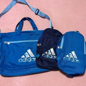 adidas 手提げカバン 小学 中学 高校 塾 カバン 上履き シューズケース 靴袋 スポーツバッグ バッグ 青 ブルー
