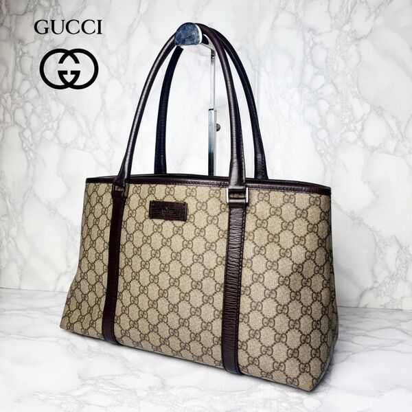 041 美品 GUCCI グッチ トートバッグ ハンドバッグ 肩掛け PVC GG柄
