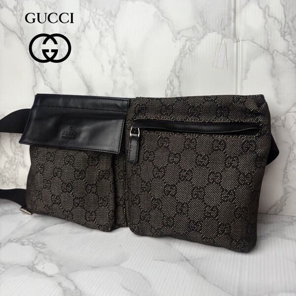 051 美品 GUCCI グッチ ウエストバッグ ボディバッグ ショルダー ウエストポーチ GGキャンバス