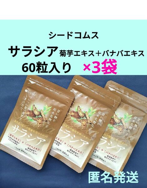 未開封品 シードコムス サラシア サプリメント ダイエットサプリ 美容 菊芋 バナバ サラシノール (約3ヶ月分 180粒)