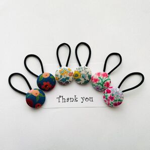 35.花柄くるみボタンヘアゴムセット 22㎜サイズ③