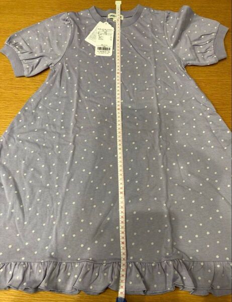 120 女児 ワンピース シューラルー 新品タグ付き 紫 水玉 フリル かわいい