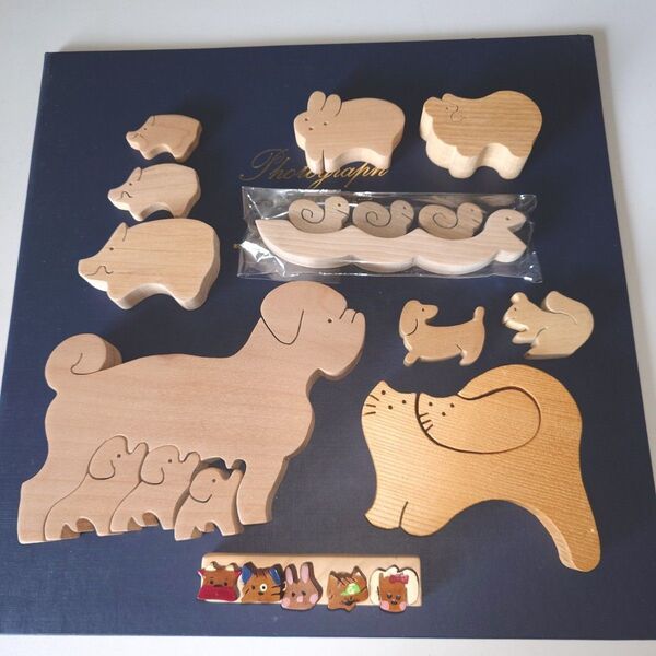 組み木 動物 知育玩具 パズル 木製画鋲
