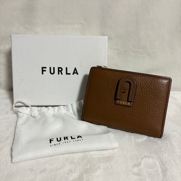 未使用級! FURLA フルラ ブラウン 二つ折り財布 レザー 箱付き