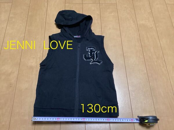 JENNI LOVE ★ ノースリーブパーカー 130cm 黒 フーディ パーカー 袖なし 2711