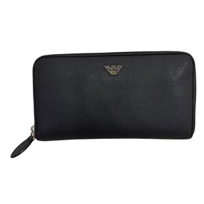 アルマーニ ラウンドファスナー 財布 長財布 黒 レザー