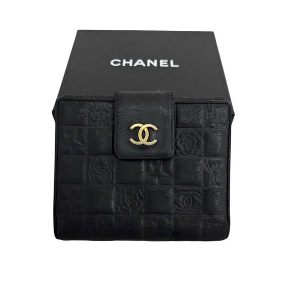 CHANEL シャネル アイコンライン 二つ折り財布 財布 黒 ココマーク Wホック