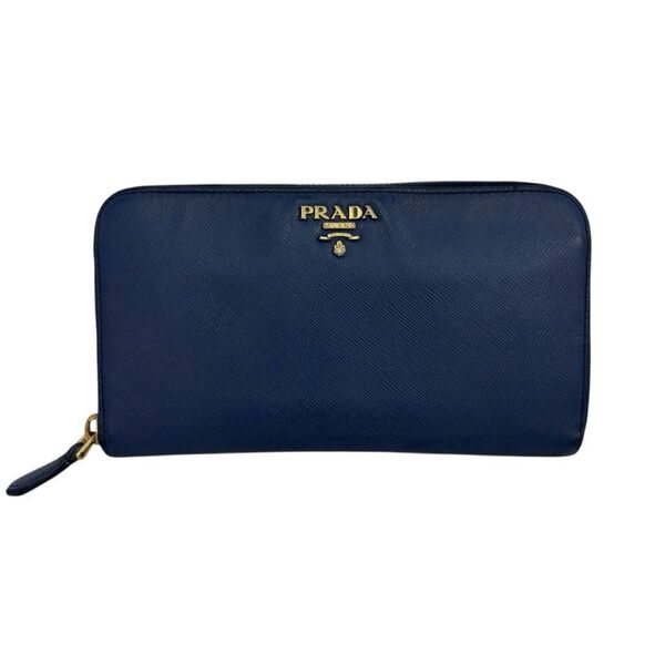 PRADA プラダ 財布 長財布 ラウンドファスナー レザー サフィアーノレザー ネイビー