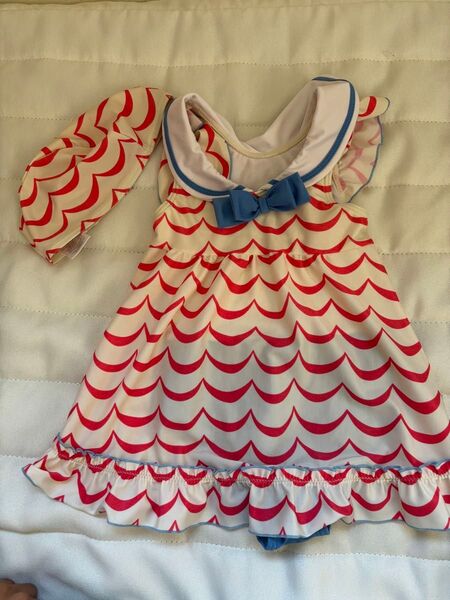 女の子 110cm 水着 ワンピース 帽子付き