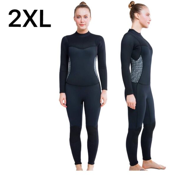 大きいサイズ レディース ウェットスーツ フルボディ 3mm 2XL 3L ブラック マリンスポーツ フルスーツ ダイビング