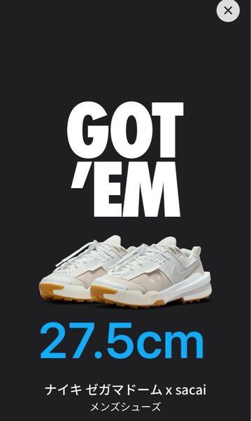 sacai × Nike Zegamadome "Summit White" 27.5cm