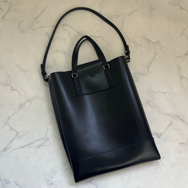 【美品】YAHKI トートバッグ レザー 2way A4 ダブル ショルダー 黒 レザー ブラック