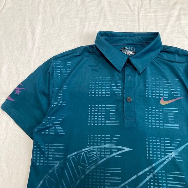 Nike PRO グラフィックポロシャツ Lサイズ ダークティール ストレッチ JUST DO IT ナイキ ゴルフにも