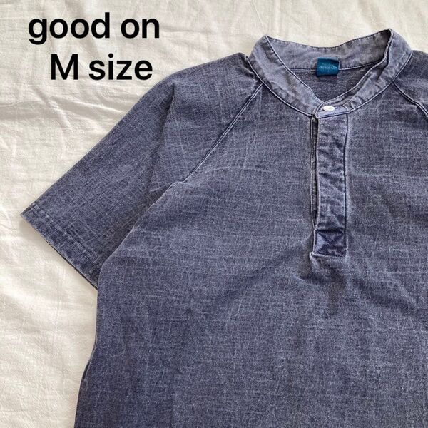 good on ダークグレー ヘンリーネック Tシャツ 日本製 ヘヴィウェイト グッドオン 半袖