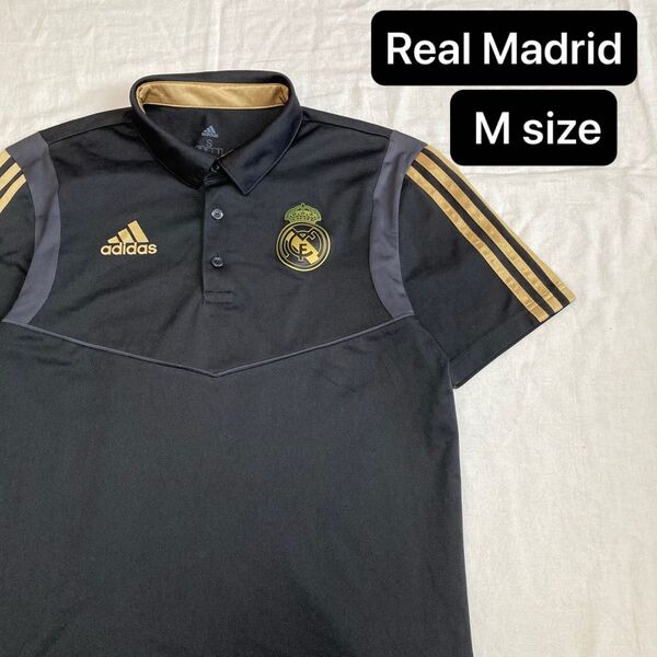 adidas Real Madrid ブラックポロシャツ M レアルマドリード ラ・リーガ エムバペ ベリンガム ヴィニシウス