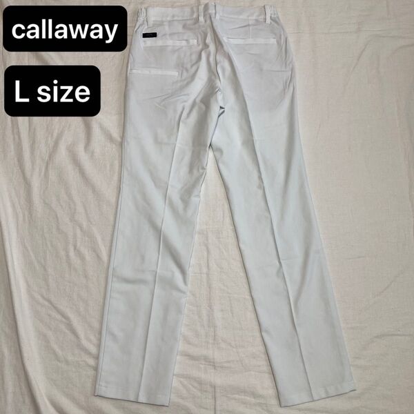 Callaway golf pants ゴルフウェア Lサイズ リネン混 ストレッチ ゴルフパンツ キャロウェイ ホワイト