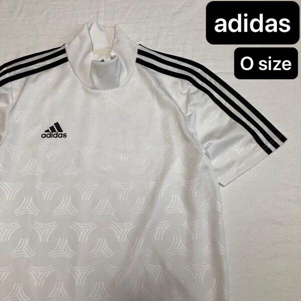 adidas モックネック ハイネック サッカーウェア ホワイト Lサイズ程度 アディダス フットサル ゴルフにも L 半袖