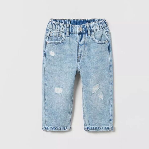zara キッズ ダメージ加工ローフィットデニムパンツ デニム ジーンズ