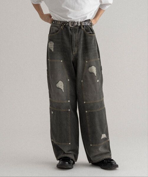 DOUBLE KNEE DOUBLE DAMAGE DENIM / ダブルニーダブルダメージデニム