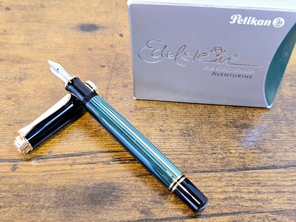 【美品】ペリカン スーベレーン M400 中字 M 緑軸 万年筆 Pelikan グリーン インク付き AVENTURINE