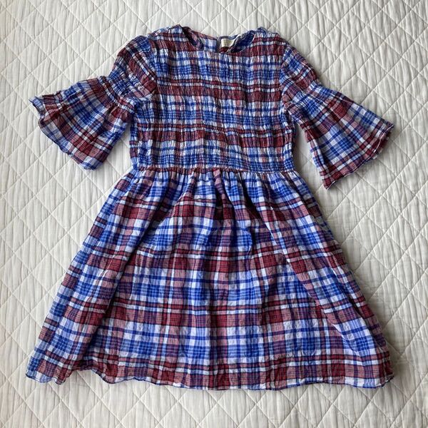 着画ありZARA チェック柄 ワンピース 130 140 半袖ワンピース