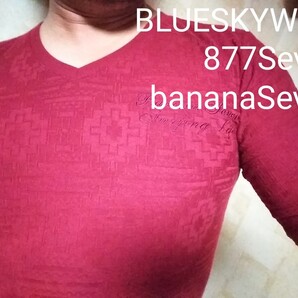 banana SeveバナナセブンVネックロングTシャツバーガンディワインカラー
