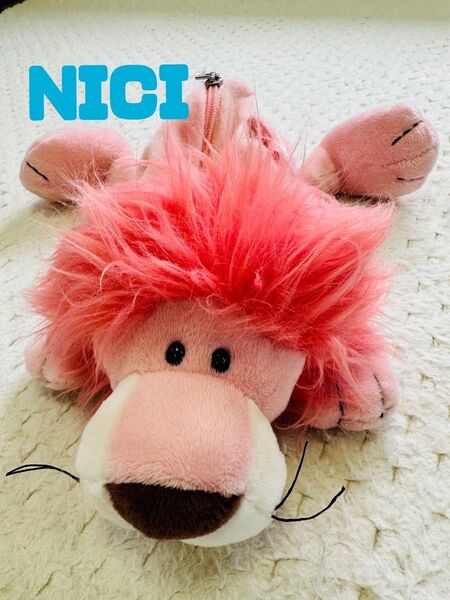 NICI ニキ ピンクライオンペンケース 筆箱 フィギュアペンポーチ PLAZA限定品 レア タグ付き未使用品 完売品 希少