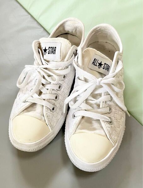 コンバース レディース ローカット ホワイト 格子柄 24センチ CONVERSE オールスター