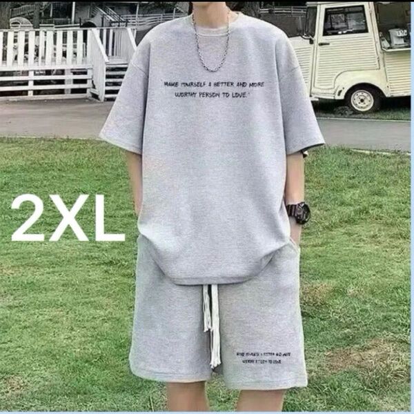 セットアップ 上下セット スウェット ルームウェア 部屋着 夏服 Tシャツ 2XL 3L