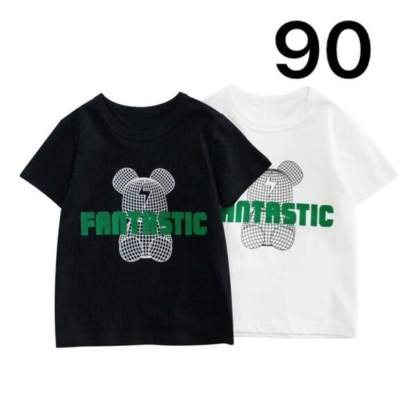 キッズ 3D風 Tシャツ 半袖 ベアー 半袖Tシャツ 立体 稲妻 韓国 ロボットベアー