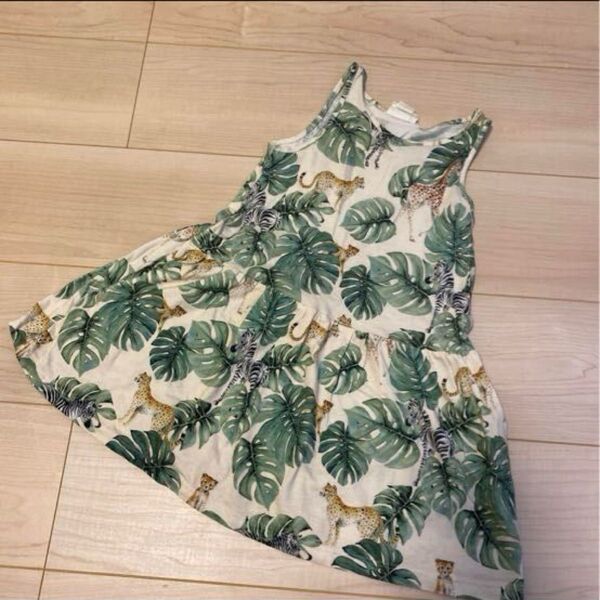 値下げ h&m K.Kijak ボタニカルワンピース アニマル柄 110㎝