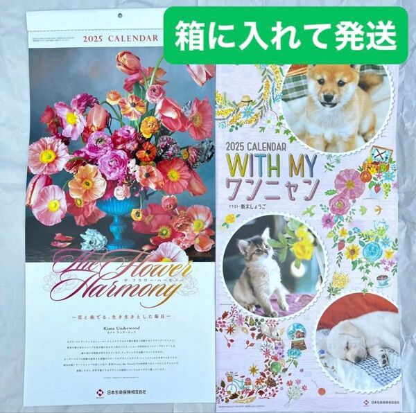 花 2025カレンダー 令和7年 カレンダー 壁掛けカレンダー フラワー The FlowerHarmony わんにゃん 非売品