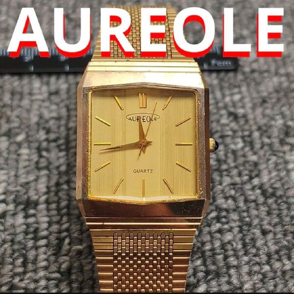 動作品 AUREOLE ゴールド メッシュバンド クォーツ腕時計 腕時計 クォーツ ゴールド