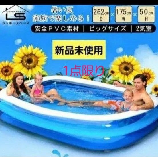 ファミリープール 大型 プール 家庭用 262cm x 175cm x 50cm ビニールプール 家庭用プール 水遊び 子供 大人