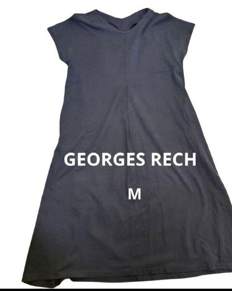 GEORGES RECH コットン100% ネイビー 半袖ワンピース 半袖 カットソーワンピース M