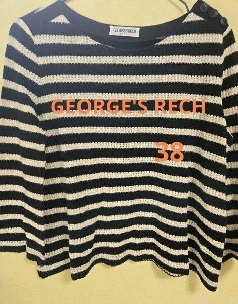 GEORGE'S RECH ストライプ長袖トップス 透け感 コットン 麻 カットソー Tシャツ リネン混 ボーダー