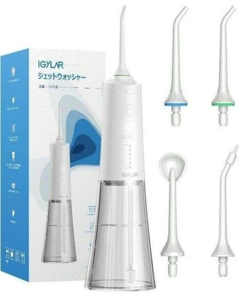 口腔洗浄器 Type-c 充電式 ジェットウォッシャー コードレス 300ml 充電式 防水 替えノズル4本付き