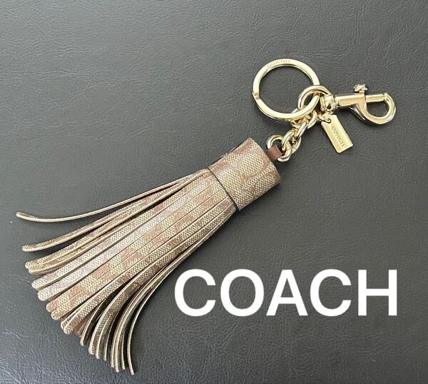 COACH コーチ シグネチャー柄 フリンジ キーリング キーホルダー バッグチャーム