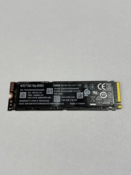 NVMe SSD 256GB M.2 2280 Intel SSD 760p SSDPEKKW256G8XT