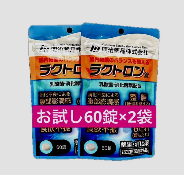 お試しサイズ 60錠 ラクトロン錠 2袋 乳酸菌 腸活 ラクトロン 明治薬品