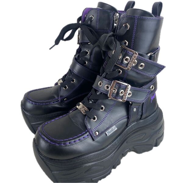 YOSUKE 厚底ブーツ ヨースケ 厚底スニーカー(4460083)BL/PU ブラックパープル L 24.5cm