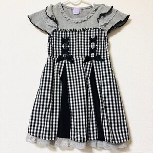 美品 アクシーズファム キッズ ワンピース 110cm ギンガムチェック リボン チェック柄 女の子