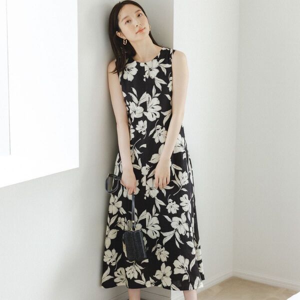 andemiu 花柄ノースリーブロングワンピース