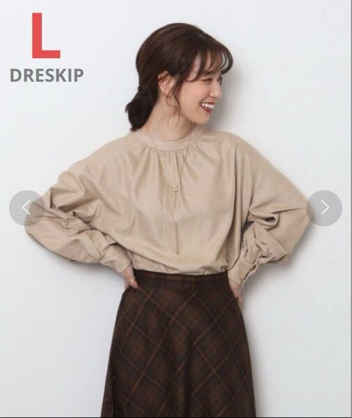 【DRESKIP】前後2WAY細コーデュロイ バンドカラーブラウス L